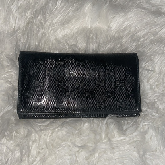 GUCCI VINTAGE CRYSTAL GUCCISSIMA GG INTERLOCKING PVC LEATHER LONG WALLET ITALY - Picture 5 of 17